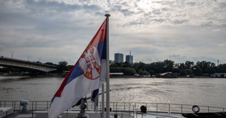 Traditional Serbian Hotels Belgrade - Serbian Flag on Ship