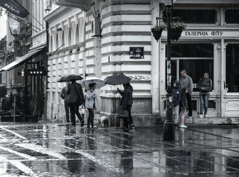 Belgrade Events - grayscale photography of people walking on street