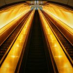 Belgrade Underground - brown and black escalator in a tunnel