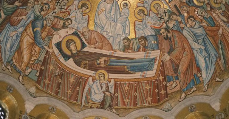 Belgrade Churches - Dormition of the Mother of God Fresco in the Dome of the Church of Saint Sava in Belgrade Serbia