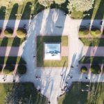 Museums In Belgrade - an aerial view of a park with trees and benches